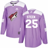 Youth Adidas Arizona Coyotes #25 Thomas Steen Authentic Purple Fights Cancer Practice NHL Jersey