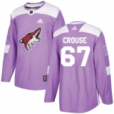 Youth Adidas Arizona Coyotes #67 Lawson Crouse Authentic Purple Fights Cancer Practice NHL Jersey