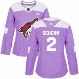 Women's Adidas Arizona Coyotes #2 Luke Schenn Authentic Purple Fights Cancer Practice NHL Jersey