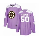 Men's Boston Bruins #50 Brendan Gaunce Authentic Purple Fights Cancer Practice Hockey Jersey