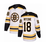 Men's Boston Bruins #18 Brett Ritchie Authentic White Away Hockey Jersey