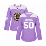 Women's Boston Bruins #50 Brendan Gaunce Authentic White Pink Fashion Hockey Jersey