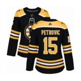 Women's Boston Bruins #15 Alex Petrovic Authentic Black Home Hockey Jersey