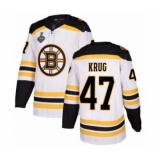 Men's Boston Bruins #47 Torey Krug Authentic White Away 2019 Stanley Cup Final Bound Hockey Jersey