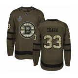 Men's Boston Bruins #33 Zdeno Chara Authentic Green Salute to Service 2019 Stanley Cup Final Bound Hockey Jersey