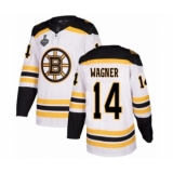 Men's Boston Bruins #14 Chris Wagner Authentic White Away 2019 Stanley Cup Final Bound Hockey Jersey