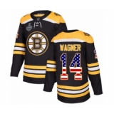 Men's Boston Bruins #14 Chris Wagner Authentic Black USA Flag Fashion 2019 Stanley Cup Final Bound Hockey Jersey