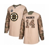 Youth Boston Bruins #14 Chris Wagner Authentic Camo Veterans Day Practice 2019 Stanley Cup Final Bound Hockey Jersey