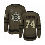 Youth Boston Bruins #74 Jake DeBrusk Authentic Green Salute to Service 2019 Stanley Cup Final Bound Hockey Jersey