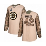 Youth Boston Bruins #42 David Backes Authentic Camo Veterans Day Practice 2019 Stanley Cup Final Bound Hockey Jersey