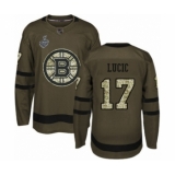 Youth Boston Bruins #17 Milan Lucic Authentic Green Salute to Service 2019 Stanley Cup Final Bound Hockey Jersey