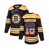 Youth Boston Bruins #16 Derek Sanderson Authentic Black USA Flag Fashion 2019 Stanley Cup Final Bound Hockey Jersey