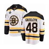 Men's Boston Bruins #48 Matt Grzelcyk Authentic White Away Fanatics Branded Breakaway 2019 Stanley Cup Final Bound Hockey Jersey