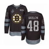 Men's Boston Bruins #48 Matt Grzelcyk Authentic Black 1917-2017 100th Anniversary 2019 Stanley Cup Final Bound Hockey Jersey