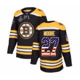 Men's Boston Bruins #27 John Moore Authentic Black USA Flag Fashion 2019 Stanley Cup Final Bound Hockey Jersey