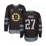 Men's Boston Bruins #27 John Moore Authentic Black 1917-2017 100th Anniversary 2019 Stanley Cup Final Bound Hockey Jersey