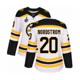 Women's Boston Bruins #20 Joakim Nordstrom Authentic White Away 2019 Stanley Cup Final Bound Hockey Jersey