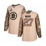 Youth Boston Bruins #27 John Moore Authentic Camo Veterans Day Practice 2019 Stanley Cup Final Bound Hockey Jersey
