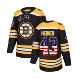 Youth Boston Bruins #43 Danton Heinen Authentic Black USA Flag Fashion 2019 Stanley Cup Final Bound Hockey Jersey