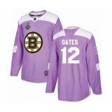 Youth Boston Bruins #12 Adam Oates Authentic Purple Fights Cancer Practice 2019 Stanley Cup Final Bound Hockey Jersey