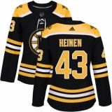Women's Adidas Boston Bruins #43 Danton Heinen Authentic Black Home NHL Jersey