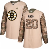 Men's Adidas Boston Bruins #20 Riley Nash Authentic Camo Veterans Day Practice NHL Jersey