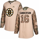 Men's Adidas Boston Bruins #16 Derek Sanderson Authentic Camo Veterans Day Practice NHL Jersey