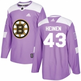Youth Adidas Boston Bruins #43 Danton Heinen Authentic Purple Fights Cancer Practice NHL Jersey