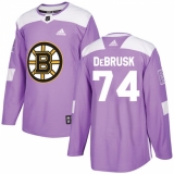 Youth Adidas Boston Bruins #74 Jake DeBrusk Authentic Purple Fights Cancer Practice NHL Jersey
