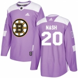 Youth Adidas Boston Bruins #20 Riley Nash Authentic Purple Fights Cancer Practice NHL Jersey