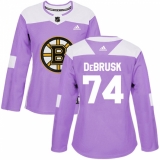Women's Adidas Boston Bruins #74 Jake DeBrusk Authentic Purple Fights Cancer Practice NHL Jersey