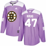 Youth Adidas Boston Bruins #47 Torey Krug Authentic Purple Fights Cancer Practice NHL Jersey