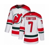 Men's New Jersey Devils #7 Matt Tennyson Authentic White Alternate Hockey Jersey