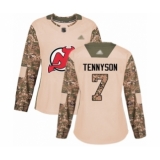 Women's New Jersey Devils #7 Matt Tennyson Authentic Camo Veterans Day Practice Hockey Jersey