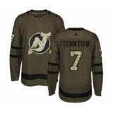 Youth New Jersey Devils #7 Matt Tennyson Authentic Green Salute to Service Hockey Jersey