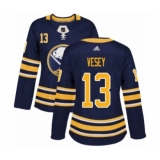 Women's Buffalo Sabres #13 Jimmy Vesey Authentic Navy Blue Home Hockey Jersey