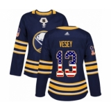Women's Buffalo Sabres #13 Jimmy Vesey Authentic Navy Blue USA Flag Fashion Hockey Jersey