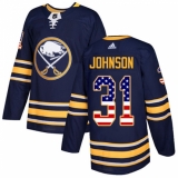 Youth Adidas Buffalo Sabres #31 Chad Johnson Authentic Navy Blue USA Flag Fashion NHL Jersey