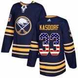 Men's Adidas Buffalo Sabres #33 Jason Kasdorf Authentic Navy Blue USA Flag Fashion NHL Jersey
