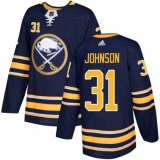 Men's Adidas Buffalo Sabres #31 Chad Johnson Authentic Navy Blue Home NHL Jersey