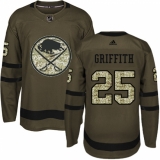 Men's Adidas Buffalo Sabres #25 Seth Griffith Premier Green Salute to Service NHL Jersey