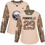 Women's Adidas Buffalo Sabres #29 Jason Pominville Authentic Camo Veterans Day Practice NHL Jersey