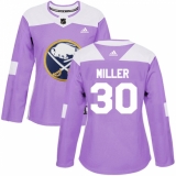 Women's Adidas Buffalo Sabres #30 Ryan Miller Authentic Purple Fights Cancer Practice NHL Jersey