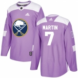 Men's Adidas Buffalo Sabres #7 Rick Martin Authentic Purple Fights Cancer Practice NHL Jersey