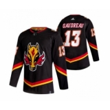 Men's Calgary Flames #13 Johnny Gaudreau Black 2020-21 Reverse Retro Alternate Hockey Jersey