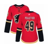 Women's Calgary Flames #49 Jakob Pelletier Authentic Red Home Hockey Jersey