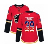 Women's Calgary Flames #39 Cam Talbot Authentic Red USA Flag Fashion Hockey Jersey
