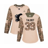 Women's Calgary Flames #39 Cam Talbot Authentic Camo Veterans Day Practice Hockey Jersey