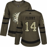 Women's Adidas Calgary Flames #14 Theoren Fleury Authentic Green Salute to Service NHL Jersey