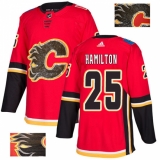 Men's Adidas Calgary Flames #25 Freddie Hamilton Authentic Red Fashion Gold NHL Jersey